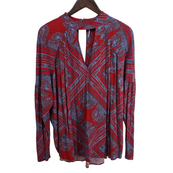 Free People Tops - Free People Walking On A Dream Tunic Red Blue Size Large